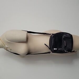 Bolongaro Black Leather Crossbody Mini Messenger Bag EUC